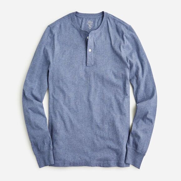 J. Crew Broken In Long Sleeve Henley Shirt Heathered Blue Men's Large - Picture 1 of 7